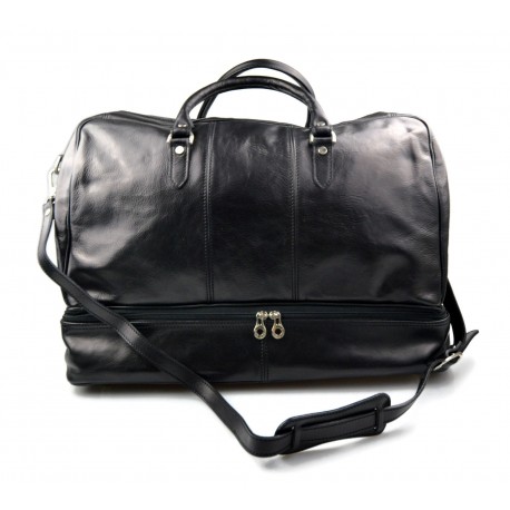 Sac de voyage en cuir homme femme bandoulière en cuir véritable sac de sport sac bagage à main noir