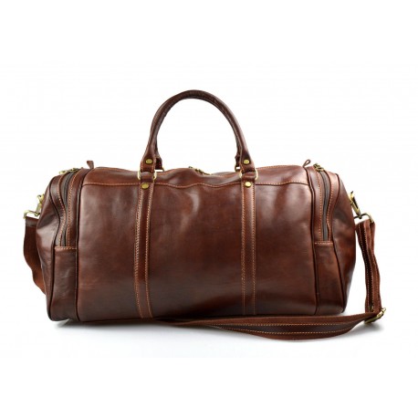 Borsone uomo donna borsa viaggio vera pelle marrone