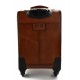 Bolso de viaje de cuero maleta trolley cuero marron oscuro bolso con ruedas y manejar