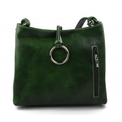 Borsa pelle borsello donna a spalla e a tracolla verde made in Italy vera pelle