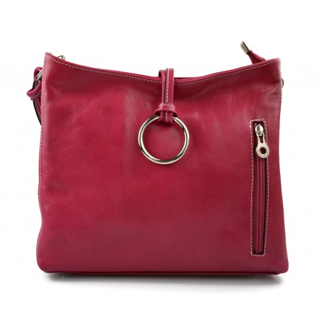 Leather ladies handbag shoulder bag luxury bag women handbag made in Italy women handbag fuchsia