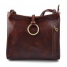 Borsa pelle borsello donna a spalla e a tracolla marrone made in Italy vera pelle