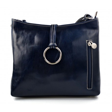 Sacoche femme sac à main en cuir sacoche de cuir besace sac d'èpaule cuir bleu