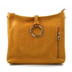 Borsa pelle borsello donna a spalla e a tracolla giallo made in Italy vera pelle