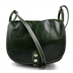 Borsa donna pelle tracolla a spalla verde vera pelle