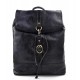 Vintage leather backpack genuine washed leather travel bag blue