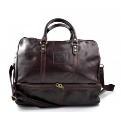 Leather duffle bag genuine leather shoulder bag dark brown mens ladies travel bag gym bag luggage