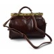 Ladies leather handbag doctor bag handheld shoulder bag brown made in Italy genuine leather bag