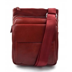 Leather satchel shoulder bag mens ladies crossbody women messenger red