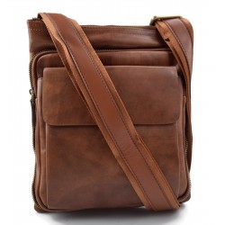 Leather satchel shoulder bag mens ladies crossbody women messenger brown