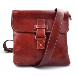 Mens shoulder bag hobo bag satchel leather bag crossbody red made in Italy