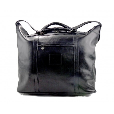 Leather dufflebag XXL weekender black mens ladies travel duffel gym bag luggage