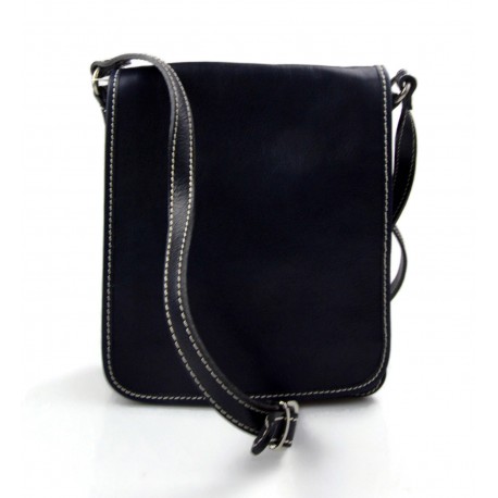 Tracolla pelle uomo donna borsa borsello messenger blu