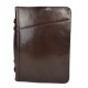 Leather folder document file folder A4 leather zipped folder bag dark brown