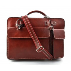 Leather shoulder bag briefcase carry on messenger bag leather ladies handbag mens office bag red