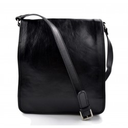 Bolso de cuero bandolera hombre mujer cartero de cuero negro bolso de piel messenger