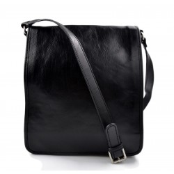 Mens shoulder leather bag shoulder bag genuine leather messenger black