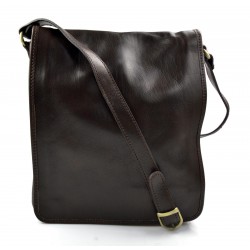 Bolso de cuero bandolera hombre mujer cartero de cuero marron oscuro bolso de piel messenger