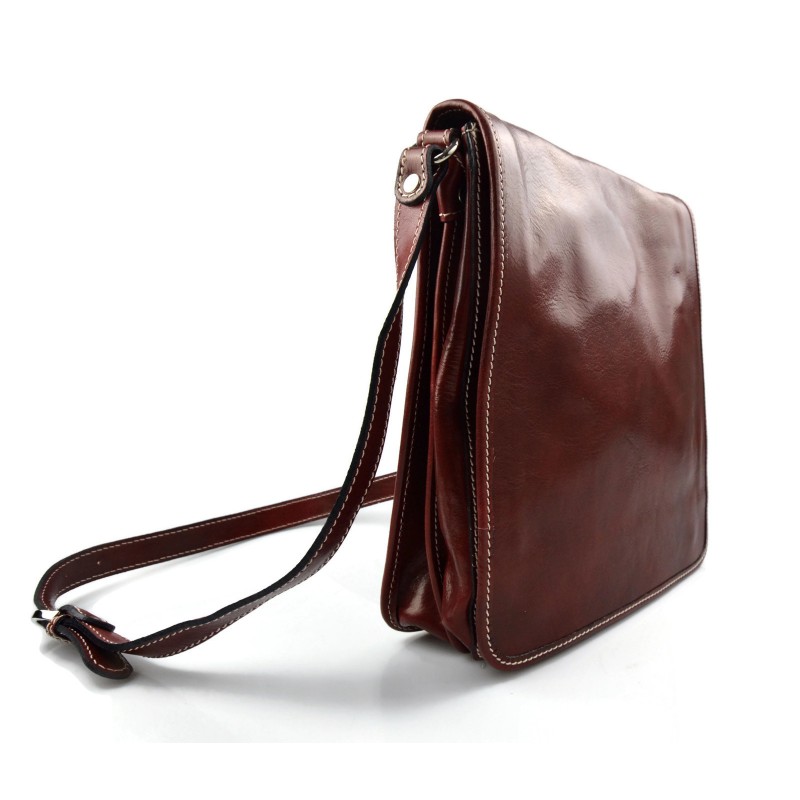 Mens shoulder leather bag shoulder bag genuine leather briefcase red