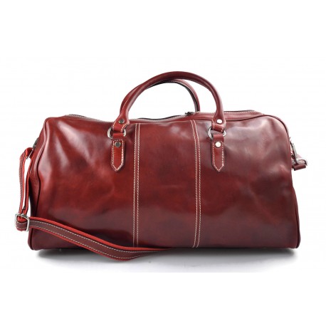 Sac de voyage en cuir homme femme bandoulière en cuir véritable sac de sport sac bagage à main rouge