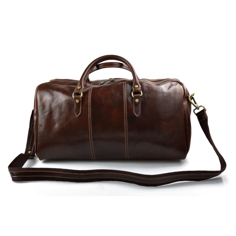 Mens leather duffle bag brown shoulder bag travel bag luggage