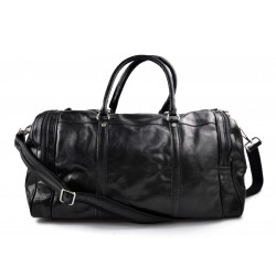 Mens leather duffle bag black shoulder bag travel bag luggage weekender carryon cabin bag