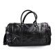 Mens leather duffle bag black shoulder bag travel bag luggage weekender carryon cabin bag