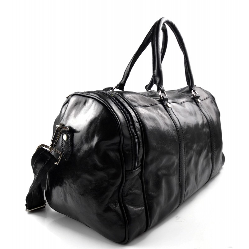 Mens leather duffle bag black shoulder bag travel bag luggage carryon