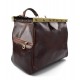 Ladies leather handbag doctor bag handheld shoulder bag brown made in Italy genuine leather bag