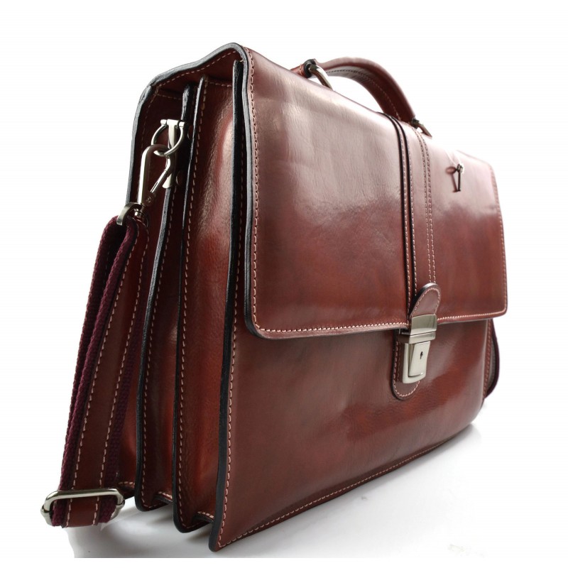 Leather briefcase shoulder bag satchel red leather executive bag