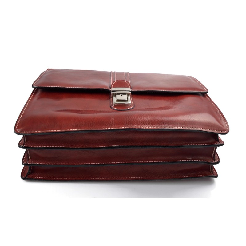 Leather briefcase shoulder bag satchel red leather executive bag
