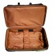 Leather duffle trolley travel bag weekender overnight leather bag with wheels dark brown