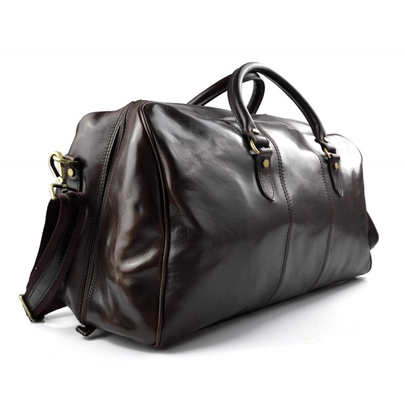 Mens leather duffle bag dark brown shoulder bag travel bag luggage