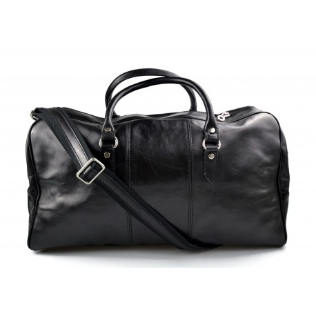 Bolso de viaje deportiva mujer bolsa de hombre con asas y correa de piel negro