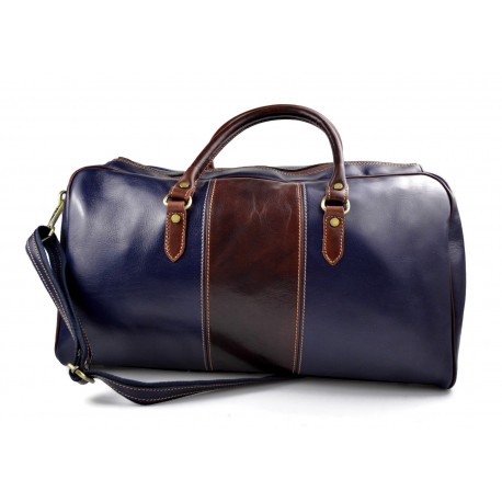 Sac de voyage en cuir homme femme sac bagage à main bleu marron