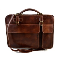 Leather shoulder bag briefcase carry on messenger bag leather ladies handbag mens office bag brown