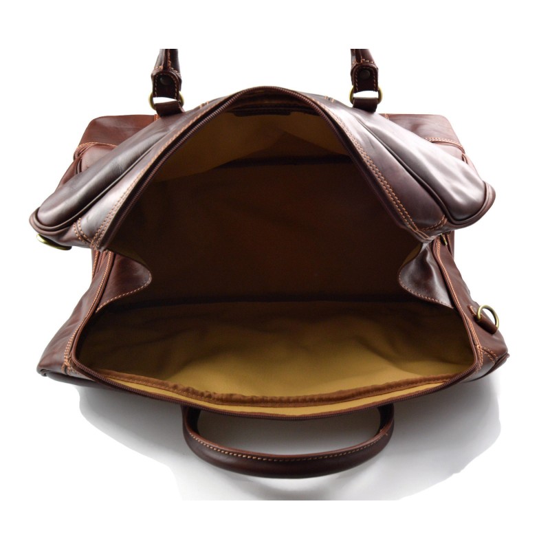 Leather duffle bag genuine leather shoulder bag brown mens ladies