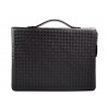 Leather folder A4 document file folder A4 braided weaved leather zipped folder bag dark brown