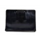 Maletin en piel genuina italiana cartera bolso cartera de cuero organizador cuero asas retráctiles carpeta de archivos negro