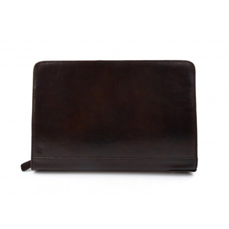 Leather folder A4 document file folder A4 dark brown leather zipped document folder bag office folder document organiser