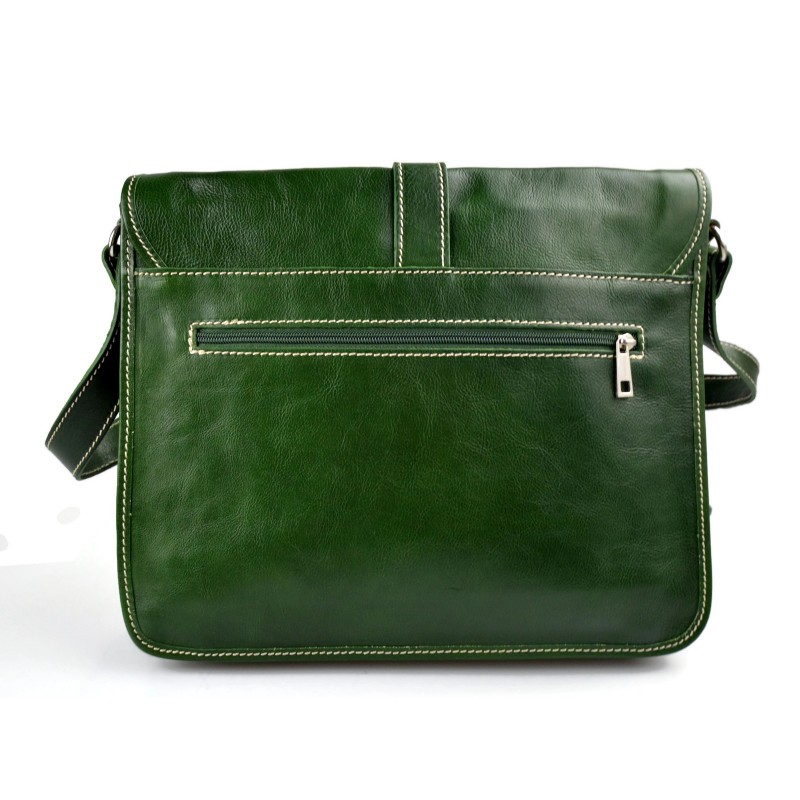 Messenger Bag Kuriertasche DIN A4 Leder Canvas grün LE3032