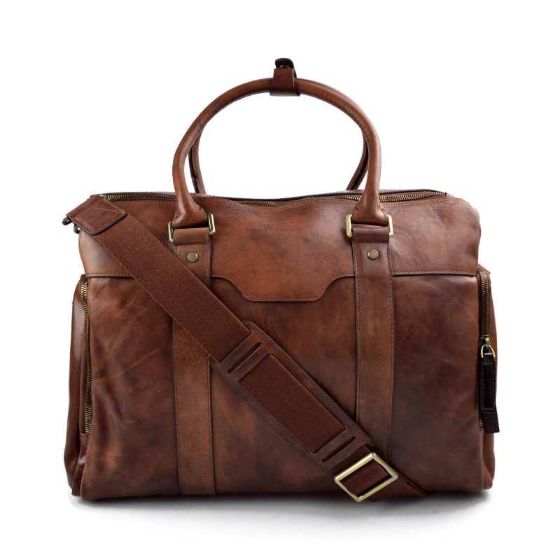 Leather notebook tablet bag mens ladies handbag messenger bag brown