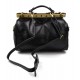 Ladies leather handbag doctor bag handheld shoulder bag black made in Italy genuine leather bag