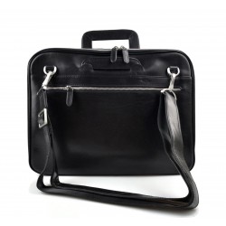 Leather folder A4 document file folder A4 black leather zipped document folder bag with handles and shoulder strap