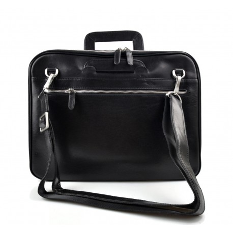 Maletin en piel genuina italiana cartera bolso cartera de cuero negro con asas de cuero organizador cuero maletin