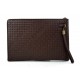 Leather carry all folder tablet folder document file folder braided weaved leather brown