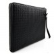Leather carry all folder tablet folder document file folder braided weaved leather black