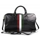 Leather travel bag duffle bag black gym bag Italian flag weekender
