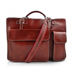 Leather shoulder bag briefcase carry on messenger bag leather ladies handbag men red