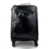 Leder reisekoffer troller schwarz leder reisetasche manner damen mit griff leder tasche reise tasche mit 4 rollen